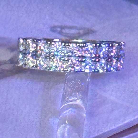 Moissanite Double Row Ring Sz 8 in Sterling Silver Stamped S925 - Picture 6 of 9